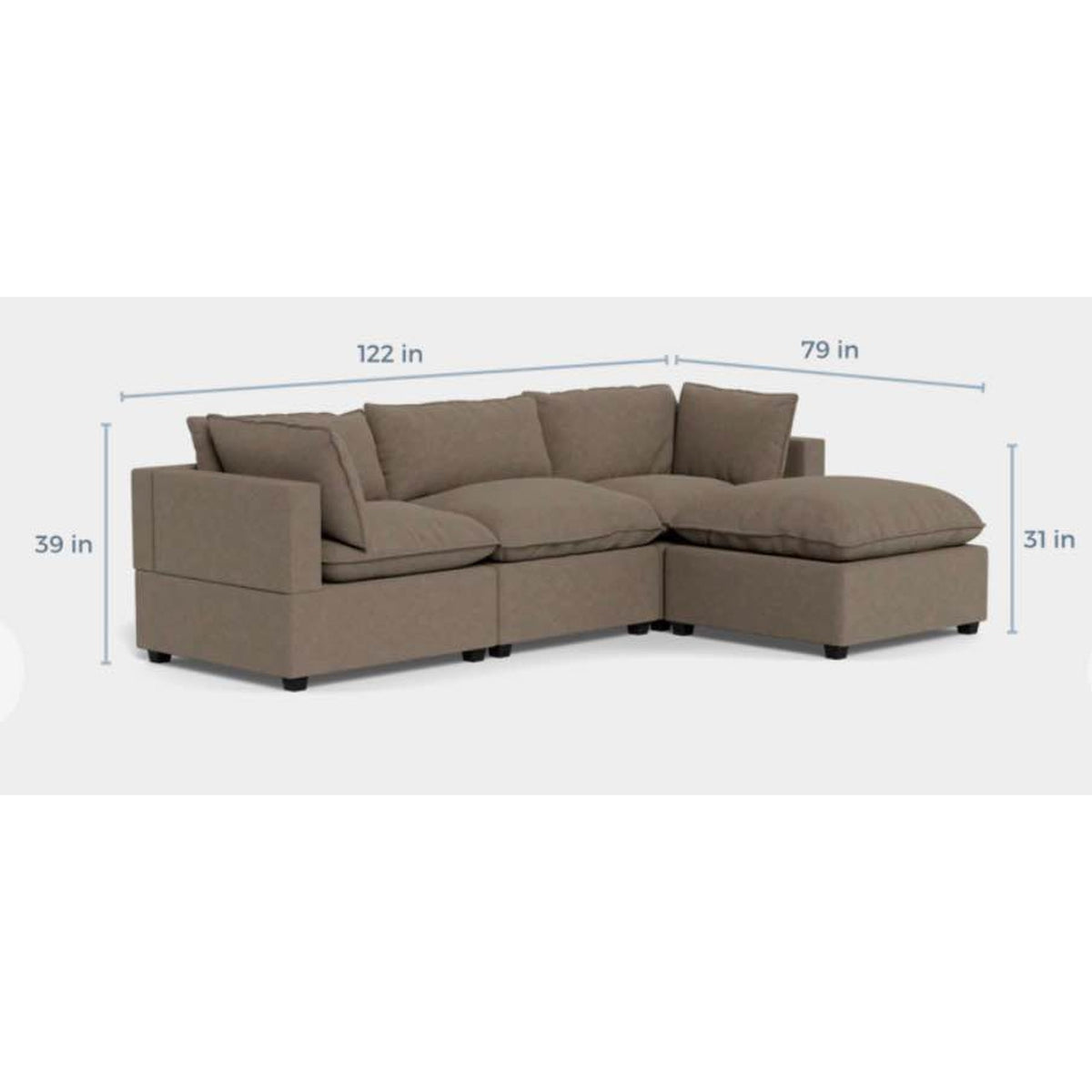 Albany Park Kova Pillow Cushion Sofa + Ottoman | Hazelnut Performance Bouclé | 122” - Delivery