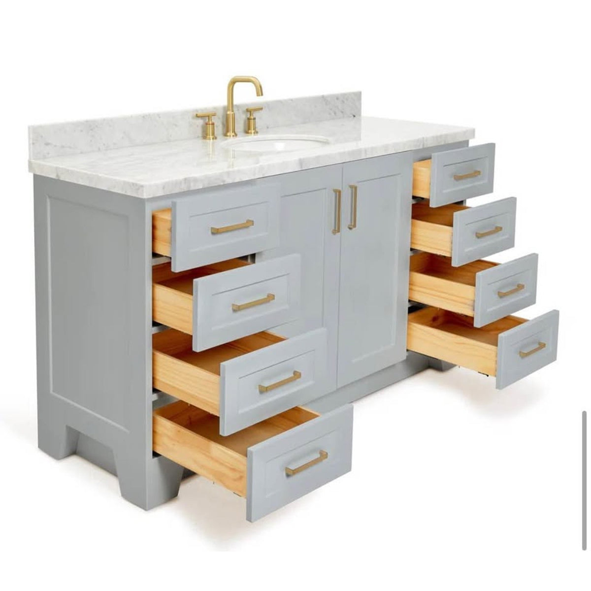 Brand New 60” Gray Bathroom Vanity with Carrara Marble Top | $1400+ Retail - Delivery Available