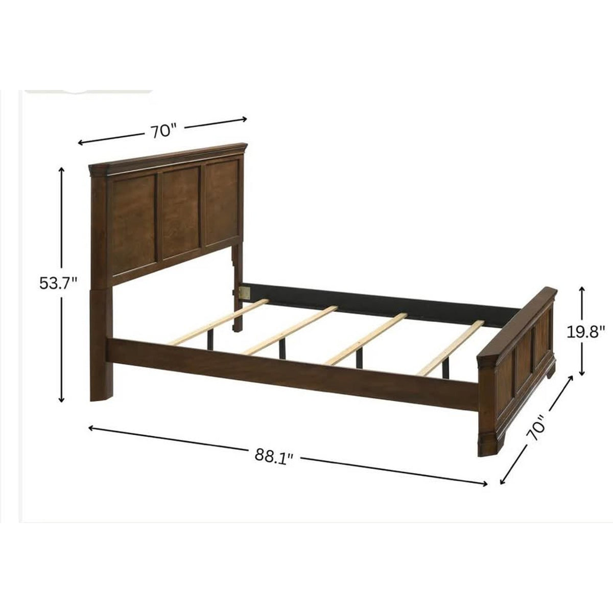 New Queen Wood Panel Bed – Antique Walnut – Retail $1,040 – Delivery Available