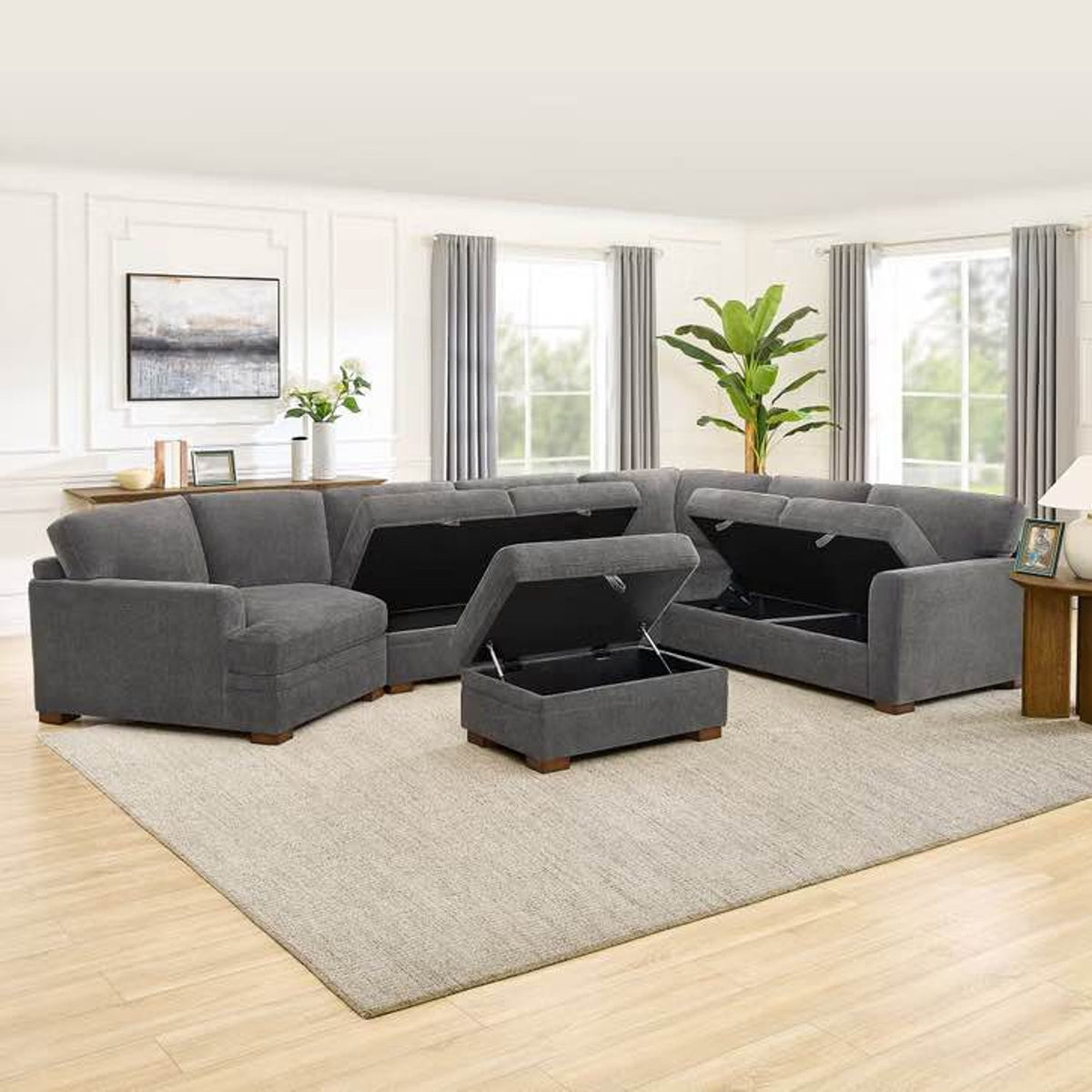 NEW Open Box Costco Thomasville Merran Sectional w/ Storage Seats & Ottoman $1779 Delivery Available