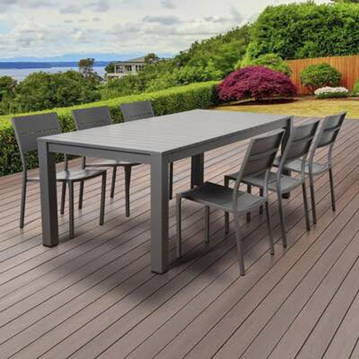 Atlantic Lifestyle California Outdoor Aluminum Dining Table – Dark Gray Matte – New Open Box