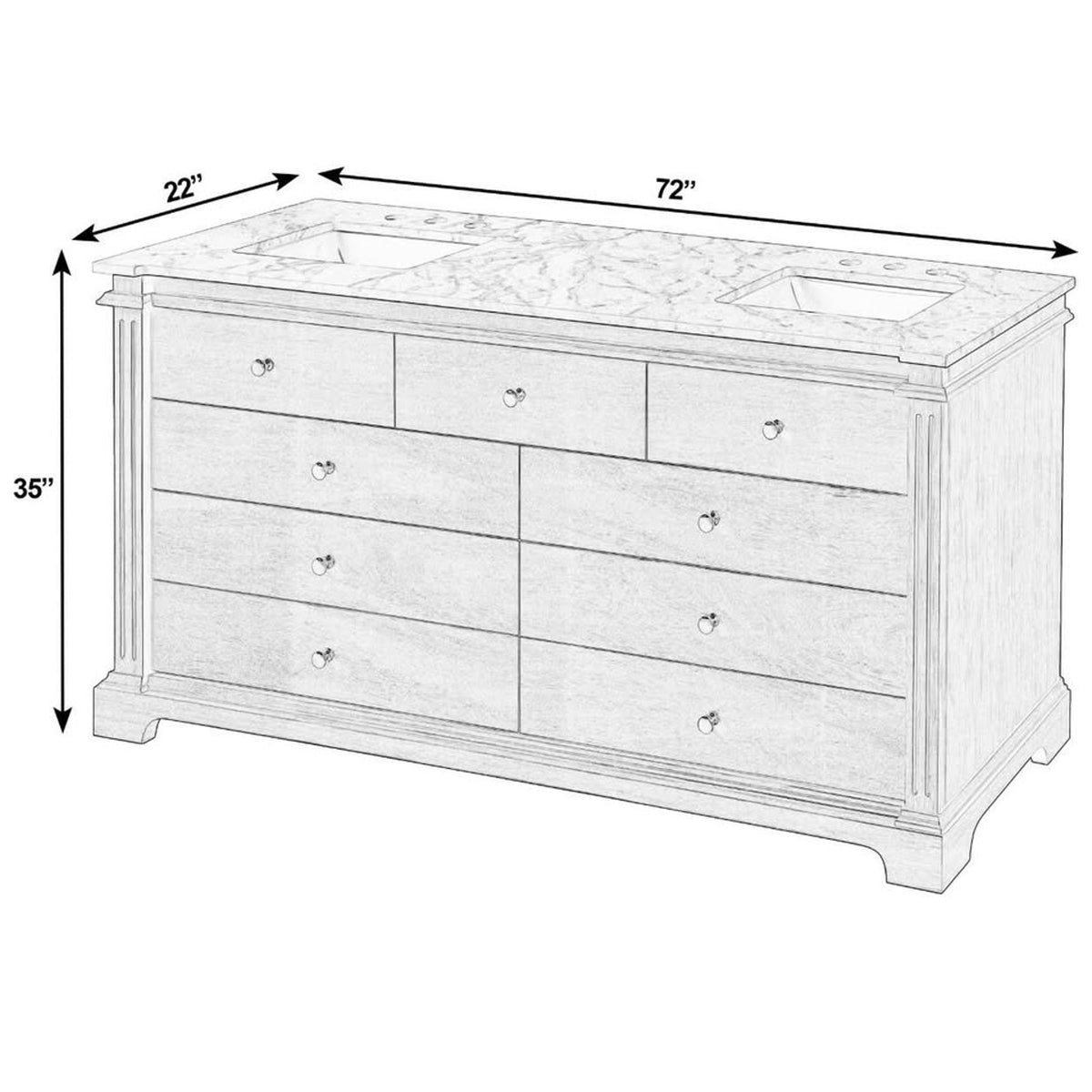 72” Carrara Marble Double Vanity – $6,999 Retail – Handyman Special – Delivery Available