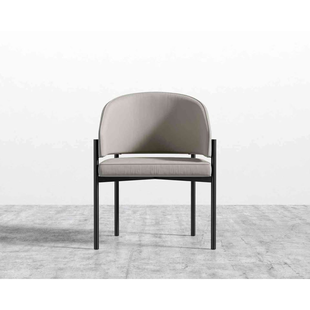 Rove Concepts Solana Dining Chairs – Set of 6 – Trento Taupe Microfiber Leather – Black Metal Base