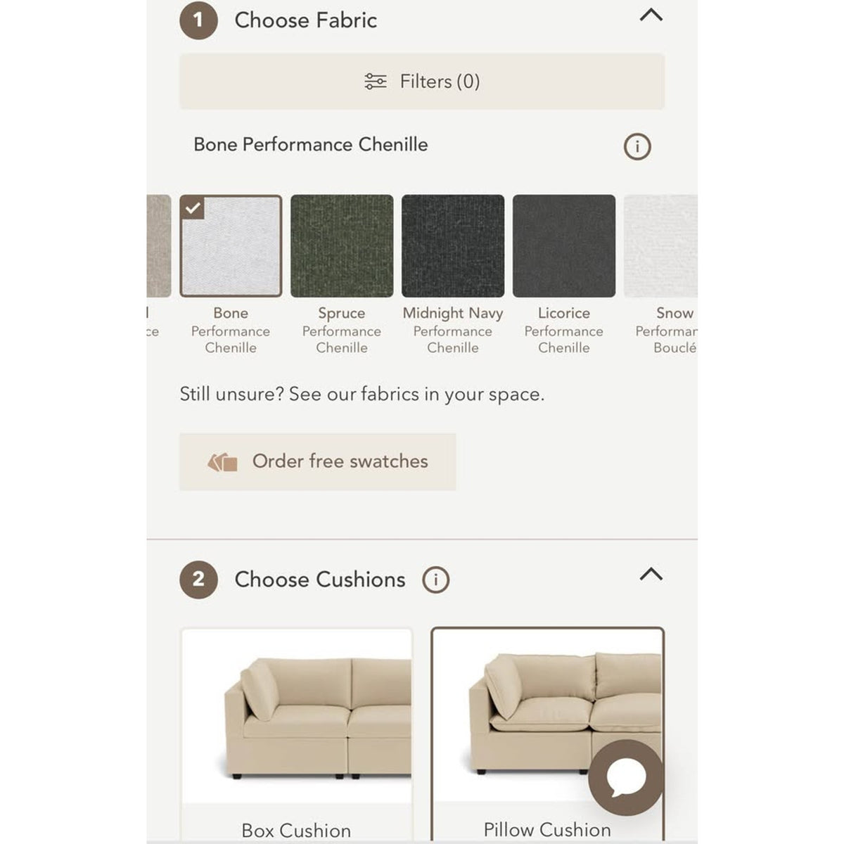 Albany Park Kova Pillow Cushion Sofa | Bone Performance Chenille | 122” - Delivery Available