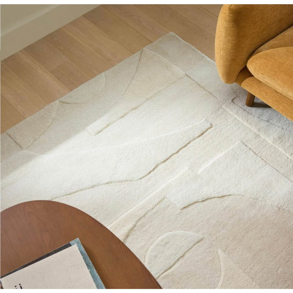 Article | 8x10 Handwoven Wool Rug + Rug Pad Bundle | Fraya - Textured Ivory | Delivery Available
