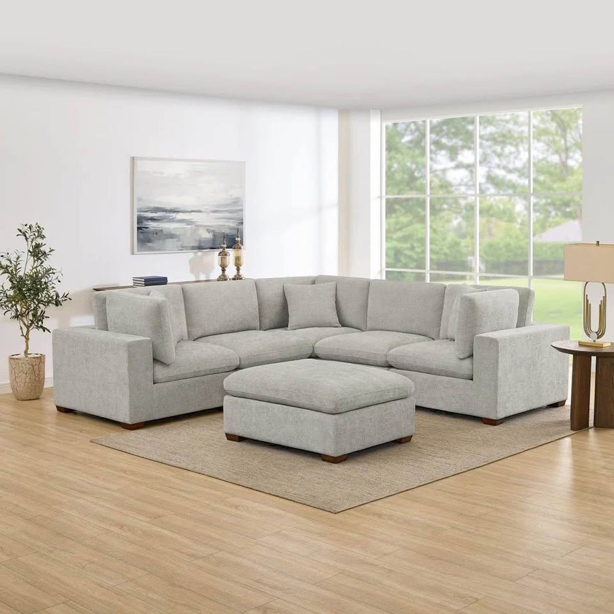 New open-box Thomasville Lowell 6-Piece Modular Sectional in Light Gray - Delivery Available