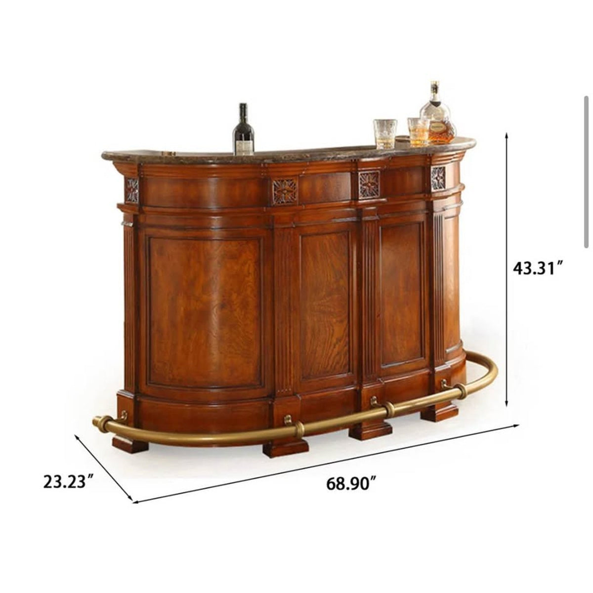 New Vintage Style Home Bar with Marble Top – $2,399 Retail – Delivery Available