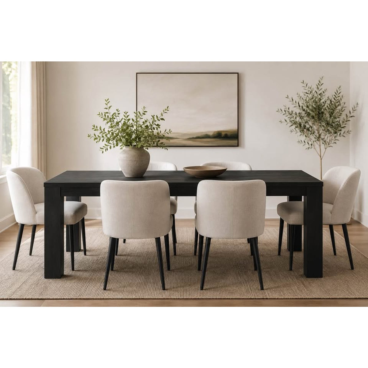 75” Solid Acacia Wood Dining Table – Brushed Black - $1,000 Retail “open Box” - Delivery Available
