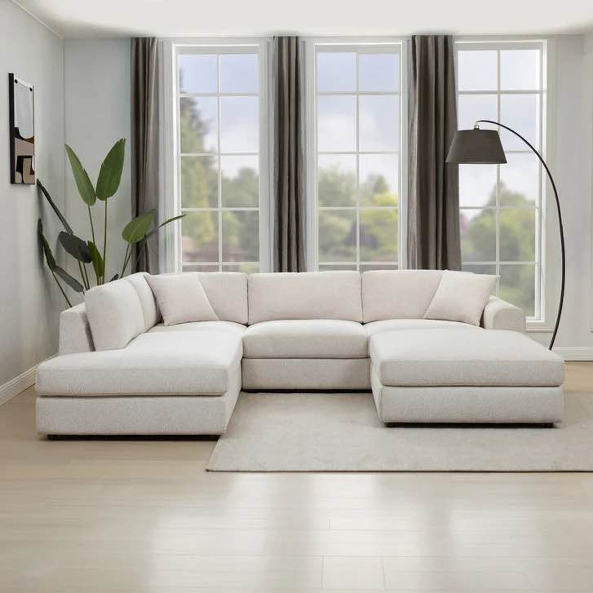 East & Vine Andee Fabric Sectional with Ottoman | Ivory Boucle | Costco Exclusive | New In Box