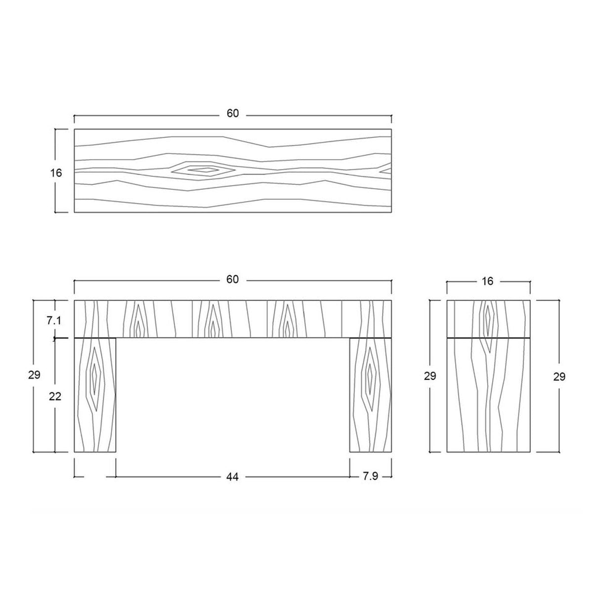 New 60” Walnut Console Table – Retail $1,689 – Urbia Eka - Delivery Available