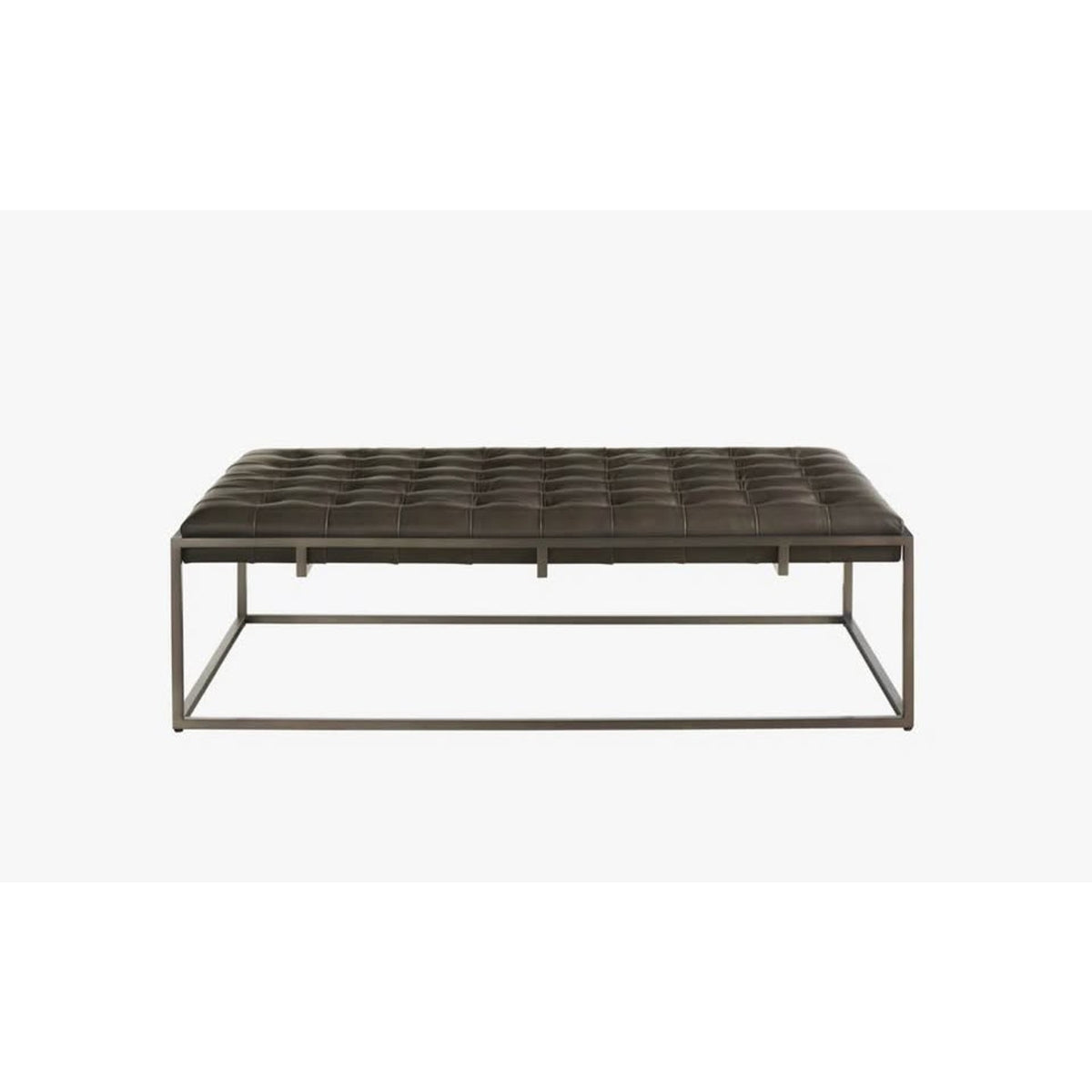 Designer Ottoman 58”x35” Leather Top & Iron Base $2369 Retail “open box” Delivery Available