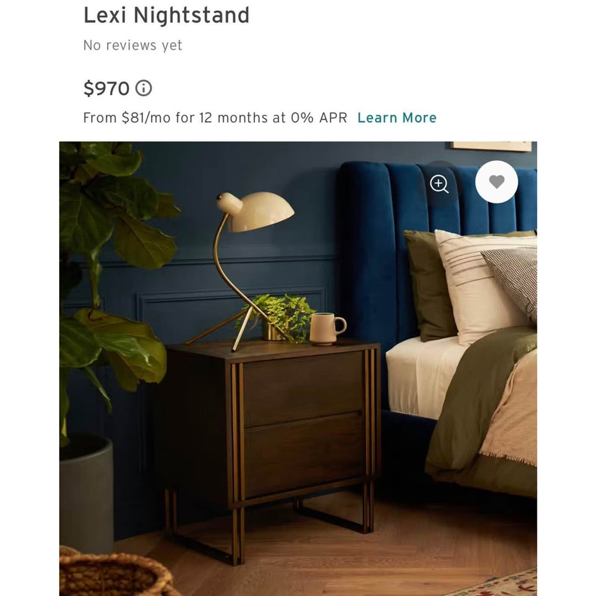Joybird Lexi Nightstand (2) - New Open Box - Retail $970 each - Blackened Oak - Delivery Available