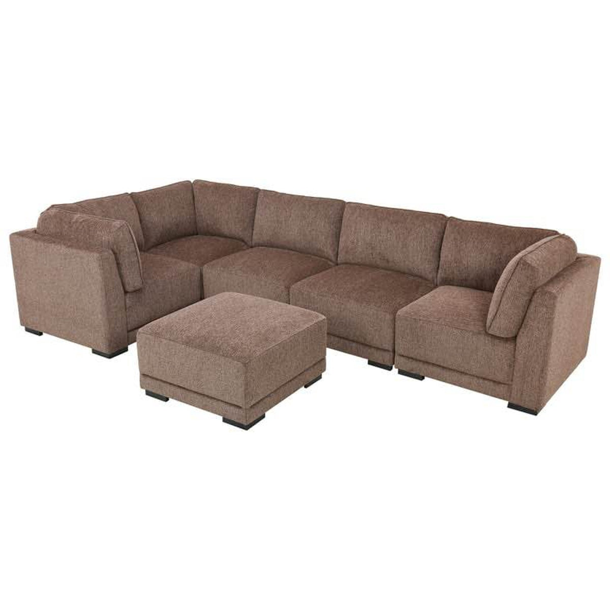 New open-box Costco Belize 6-Piece Fabric Modular Sectional in Brown - Delivery Available
