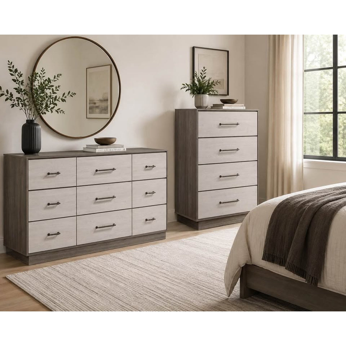 New Matching Gray Oak Dresser & Chest Set - Retail $1,700+ Save Huge - Delivery Available