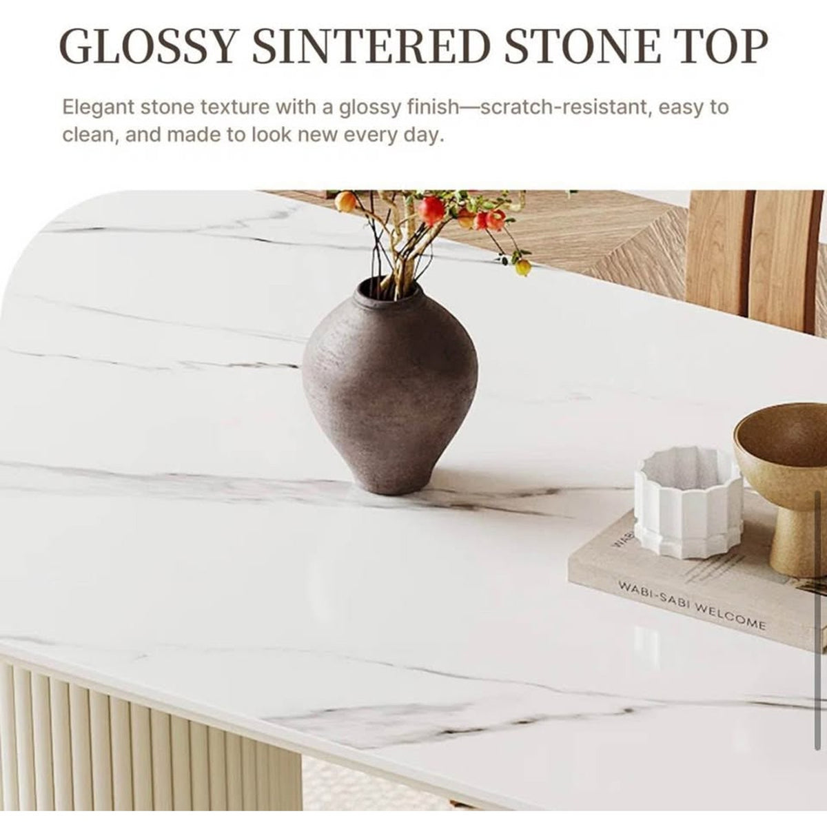 70” Stone Top Double Base Modern DiningTable for 6 - $1500 Retail - Blemish - Delivery Available