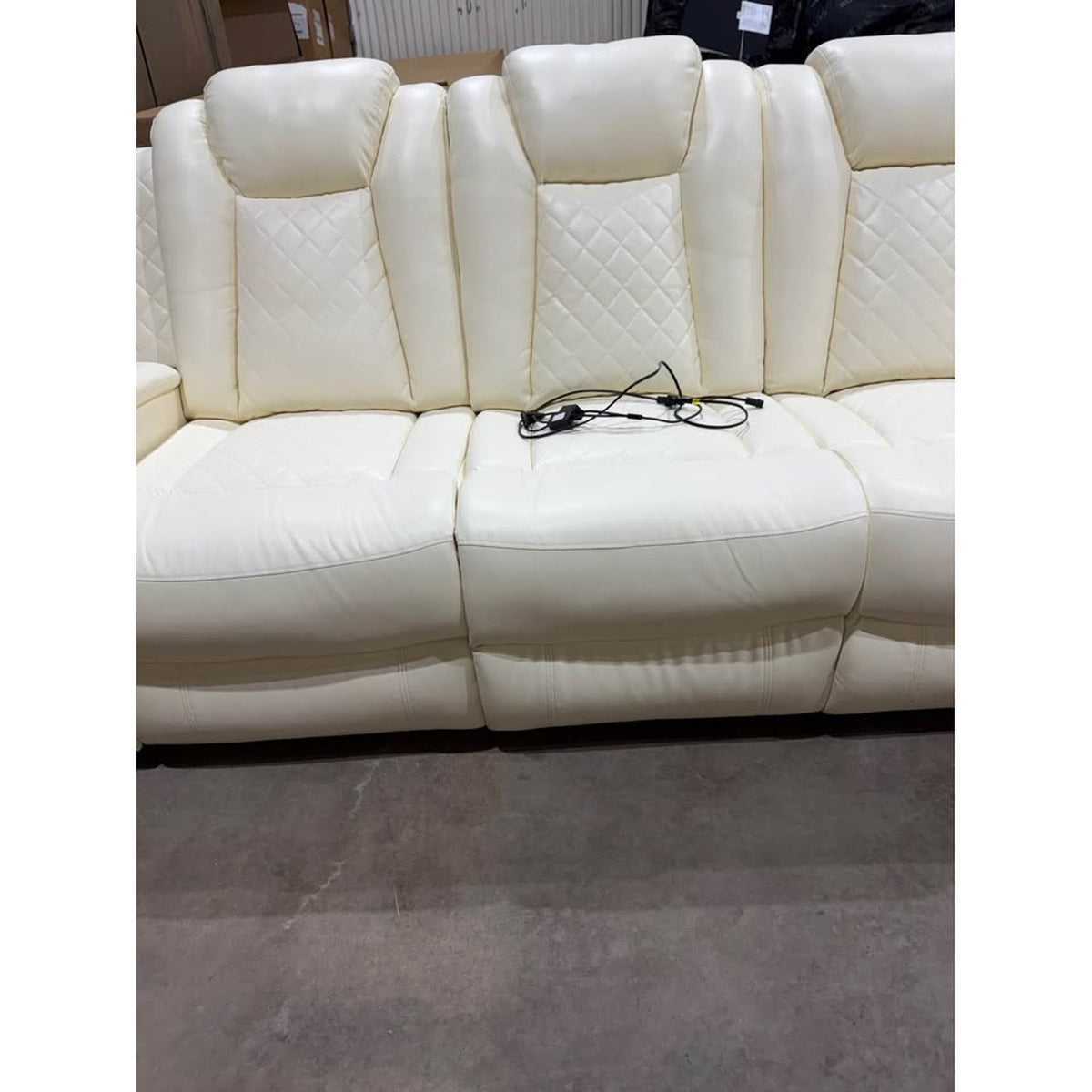 White Faux Leather Sectional Sofa Couch - 3pcs - Electric Recliners - New “open box” - Delivery Available
