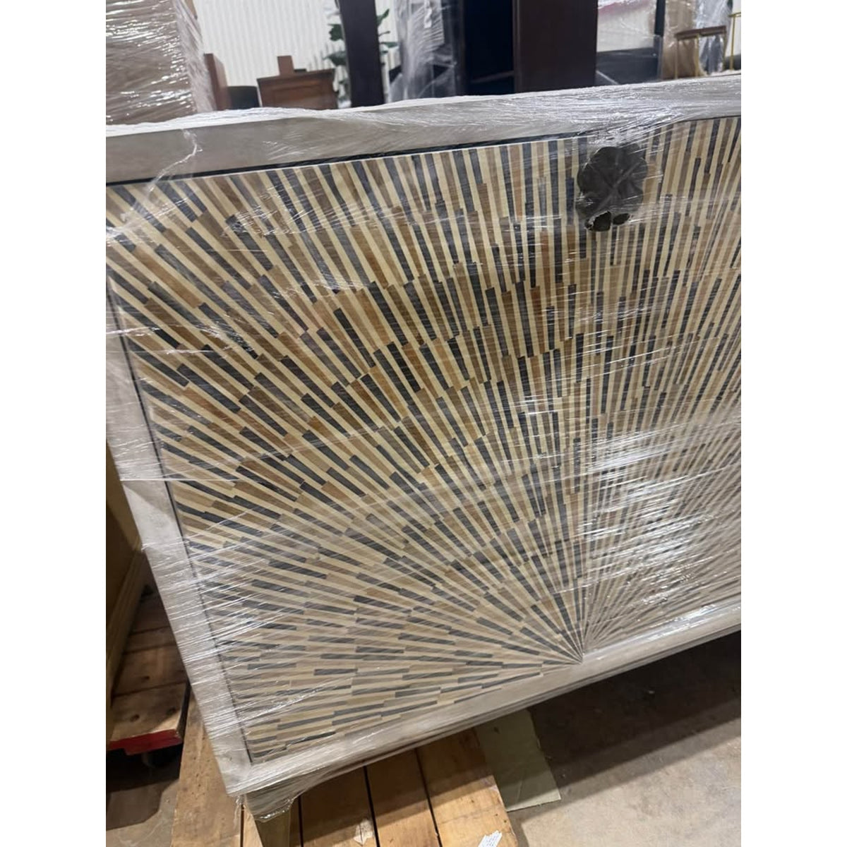 Bassett Mirror Astrid 72” Four Door Sideboard Cabinet – White Wash | New Open Box $3k Retail Deivery