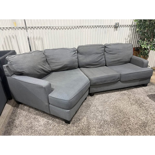 Sectional Sofa Couch - Cuddle Chaise Lounge Ashley Furniture - Gray - 2pcs - Cleaned Delivery Avail