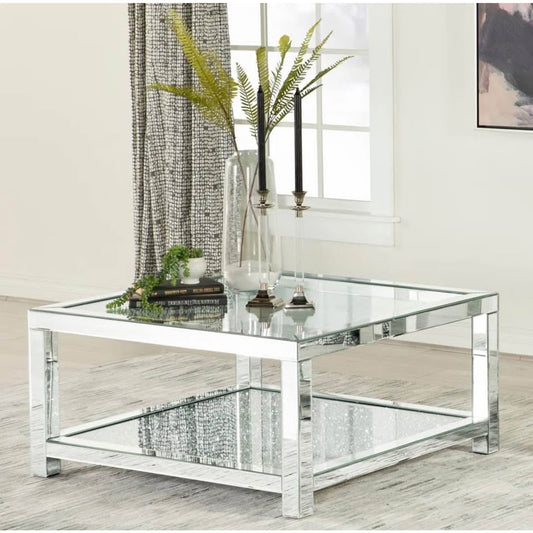 Brand New 36” Glass & Metal Coffee Table - Orin Ellis Erimon Retail $900 - Open Box - Delivery