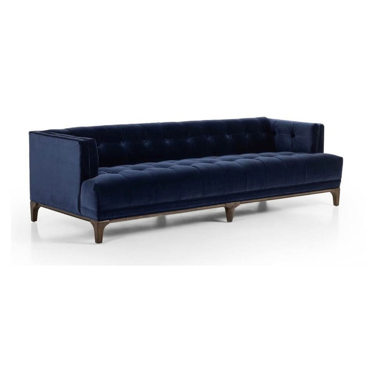 Four Hands Dylan 91” Tufted Tuxedo Sofa in Sapphire Navy Velvet – $2099 Retail - Delivery Available