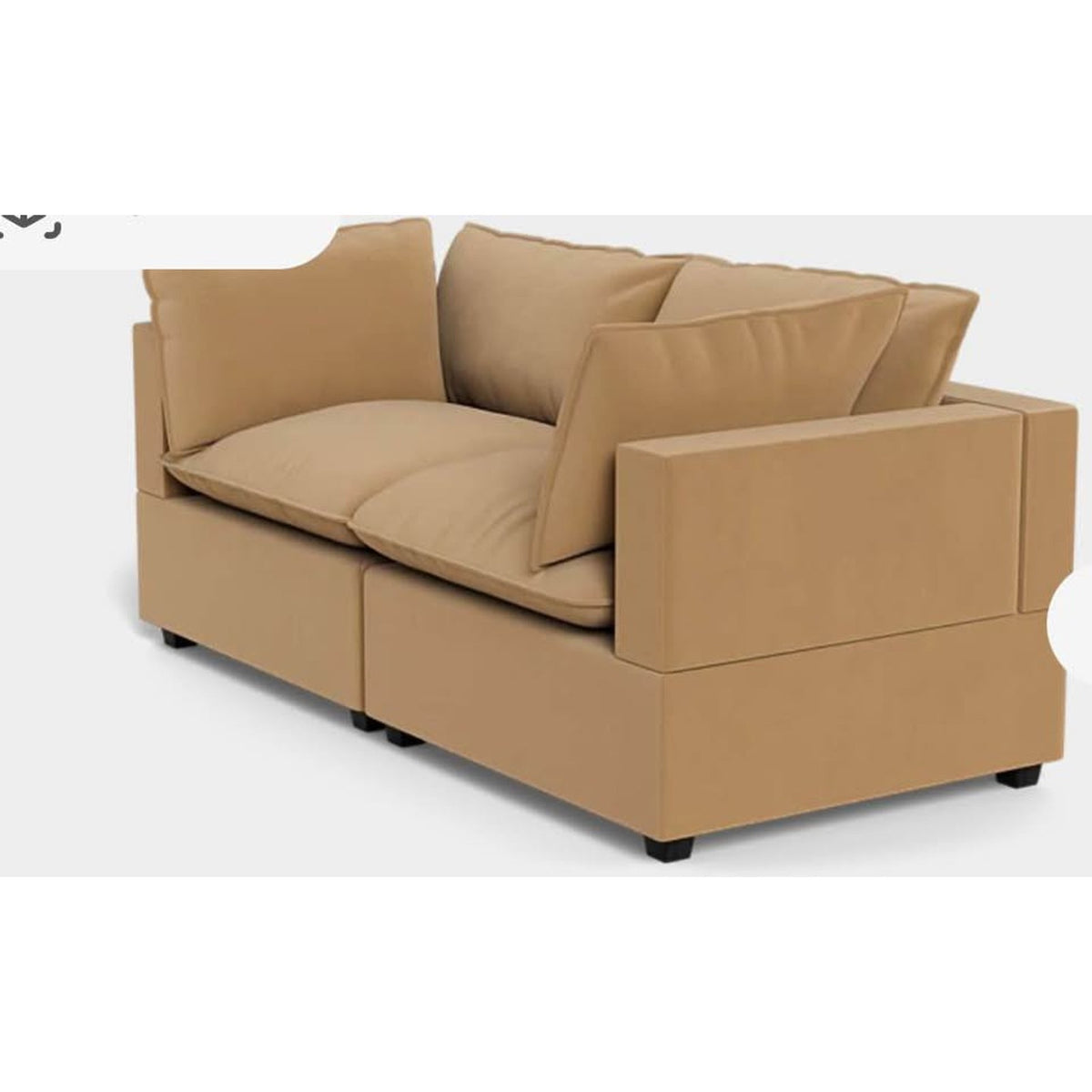 Albany Park Kova Pillow Cushion Sofa | Camel Performance Velvet | 86” - Delivery Available