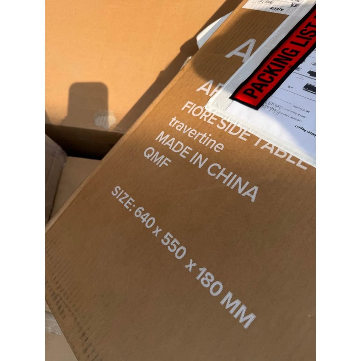 Travertine Side Table – Article Fiore – $299 Retail – New Open Box – Delivery Available