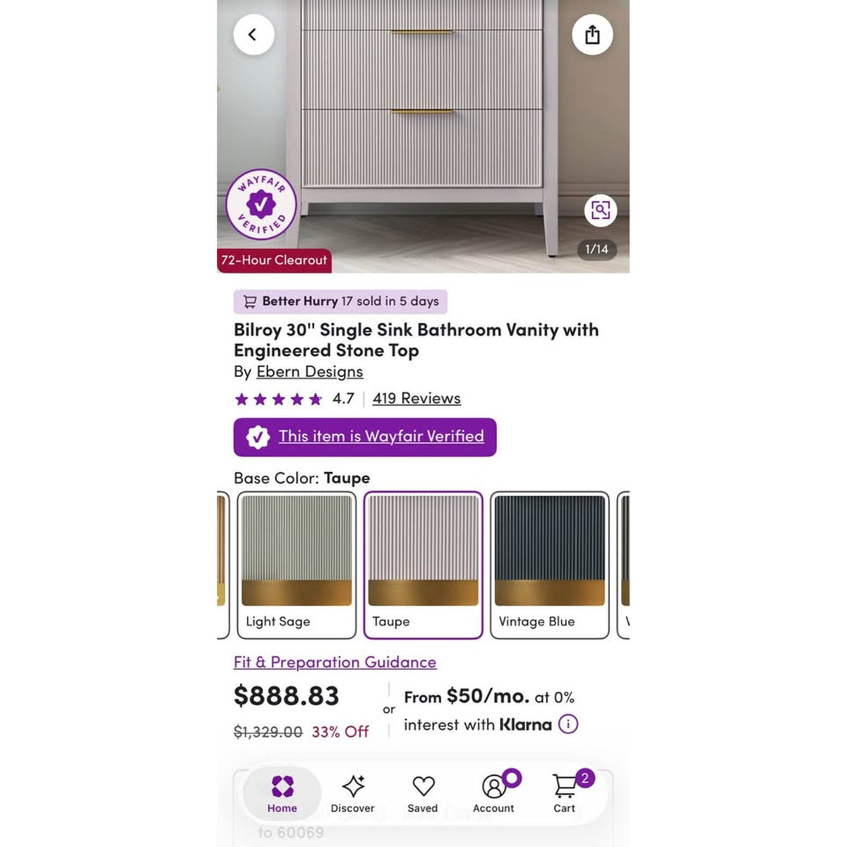 New 30” Bathroom Vanity – RETAIL $1,048 | DELIVERY AVAILABLE