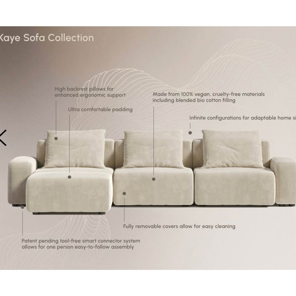 New Rove Concepts Kaye Collection 
Modern Evergreen Corduroy Modular Sectional Sofa - Delivery