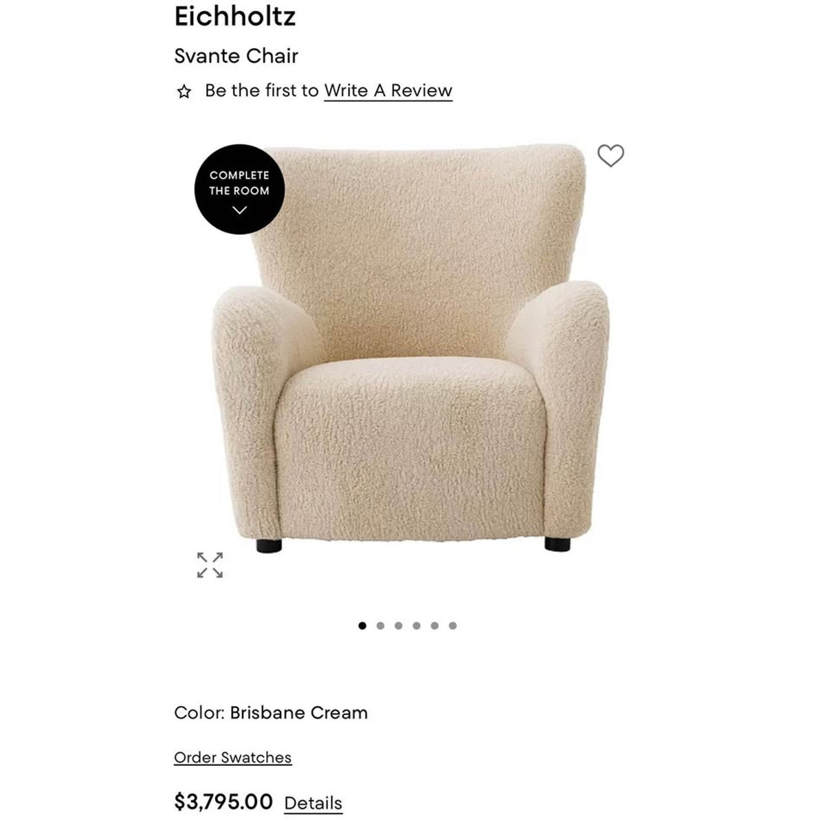 New Designer Eichholtz Svante Chair - $3825 Retail - Open Box - Brisbane Cream - Delivery Available!
