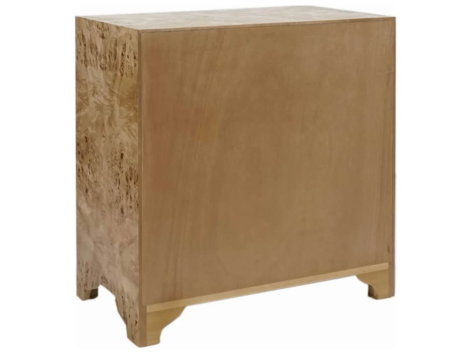 Burl Wood 3-Drawer Nightstand – Worlds Away Calvin – $2,397 Retail – Delivery Available