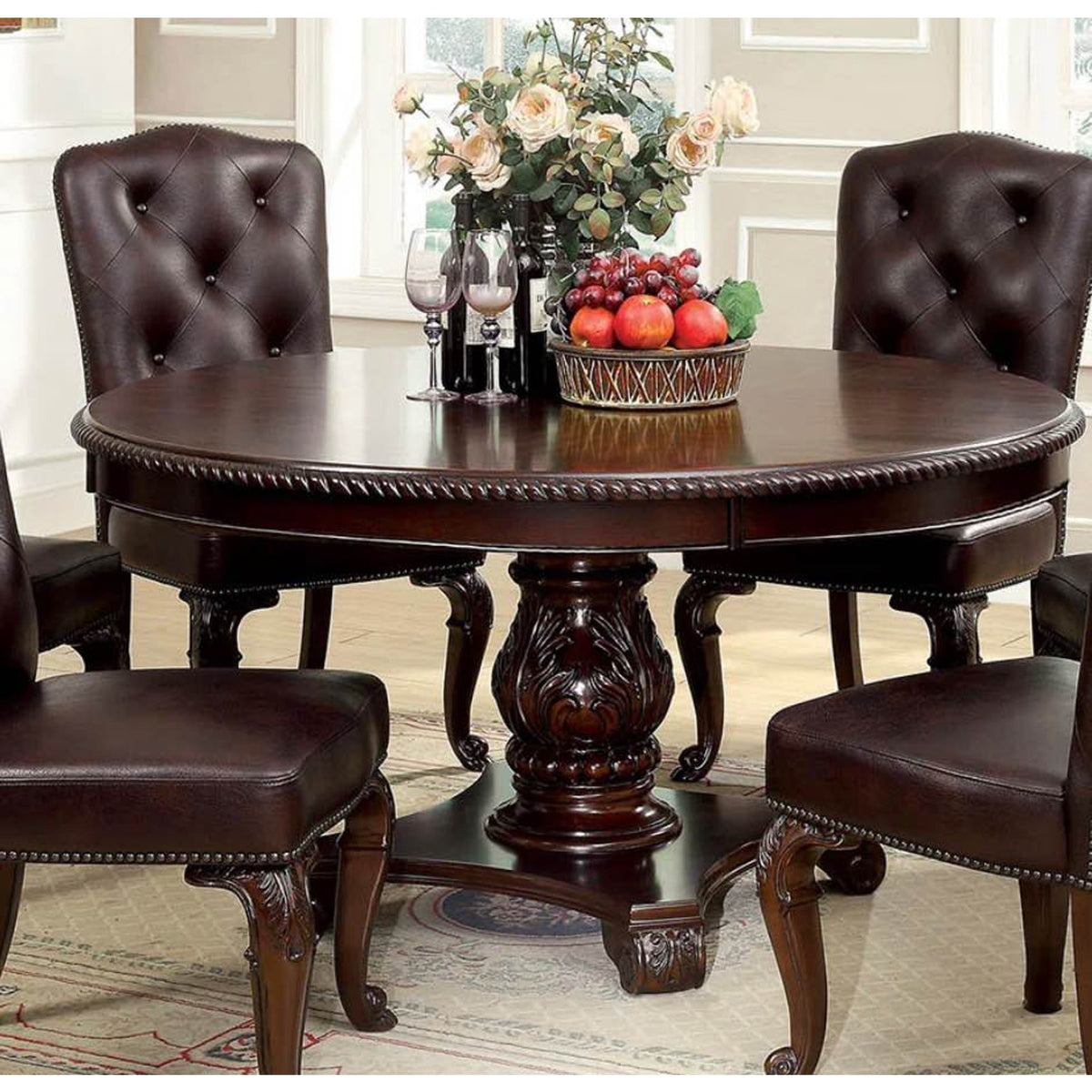 60” Round Pedestal Dining Table – Dark Espresso - No Chairs - $1500 Retail - Delivery Available