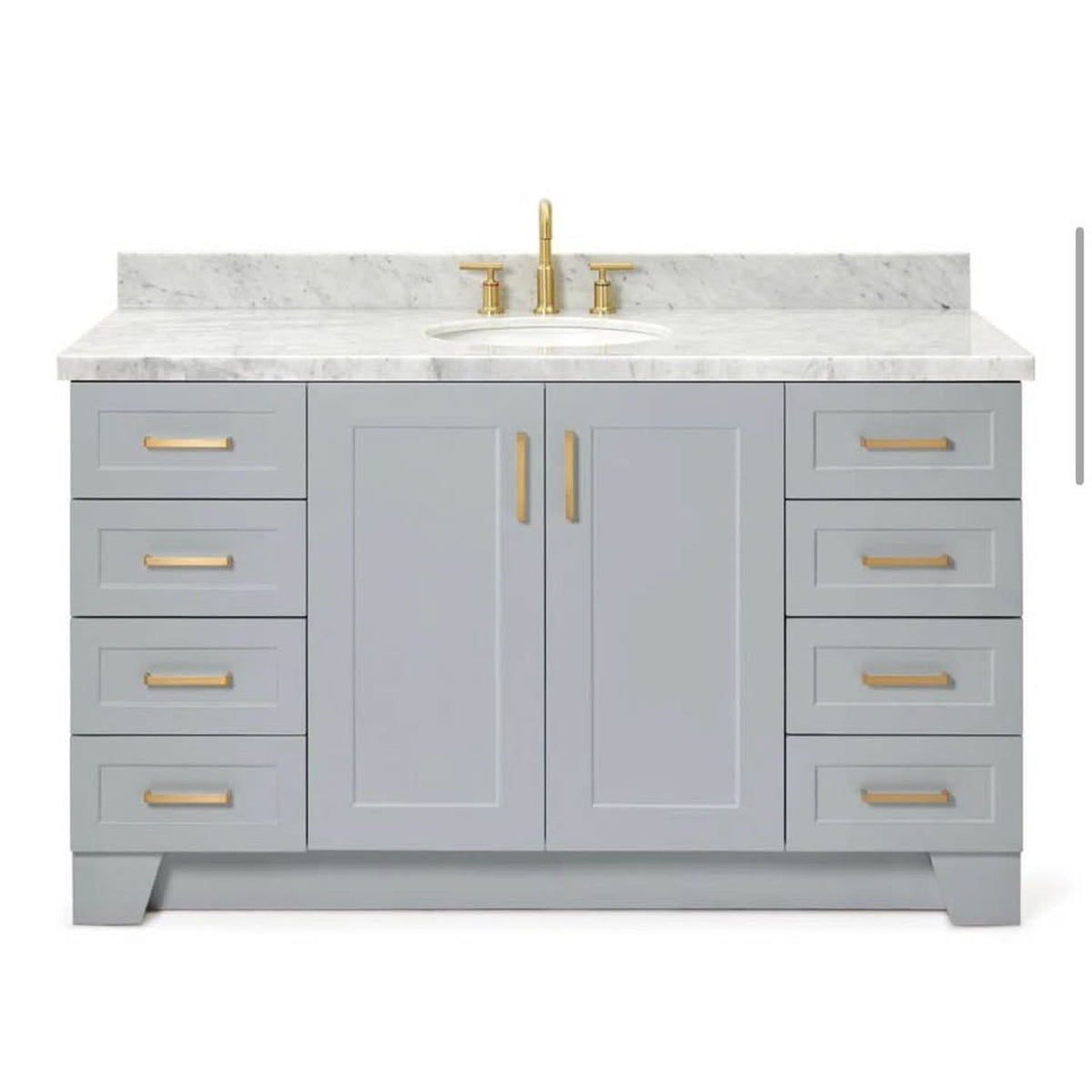 Brand New 60” Gray Bathroom Vanity with Carrara Marble Top | $1400+ Retail - Delivery Available