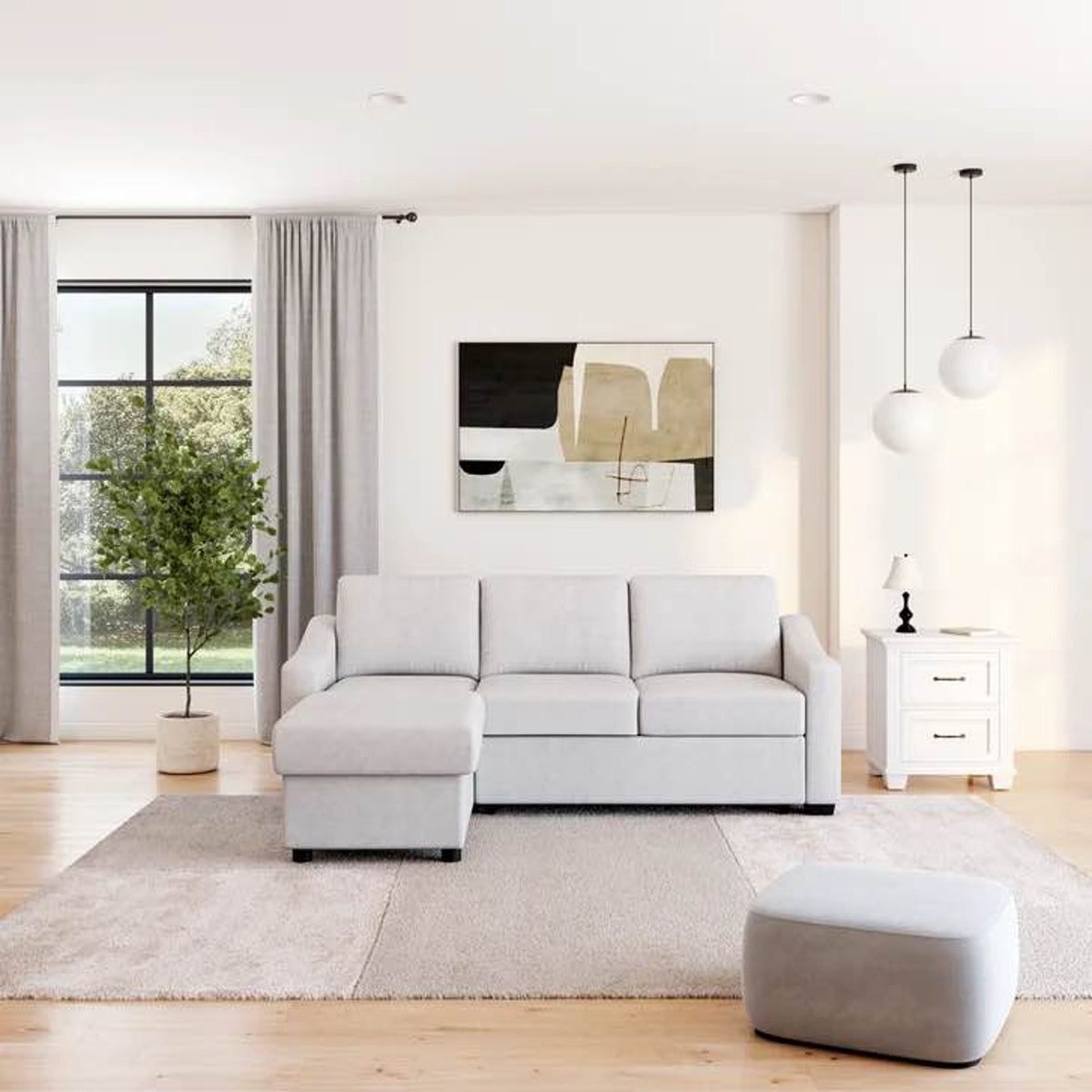 Costco Coddle Aria Sleeper Sofa with Reversible Chaise | Beige Sectional Sleeper | Storage Chaise