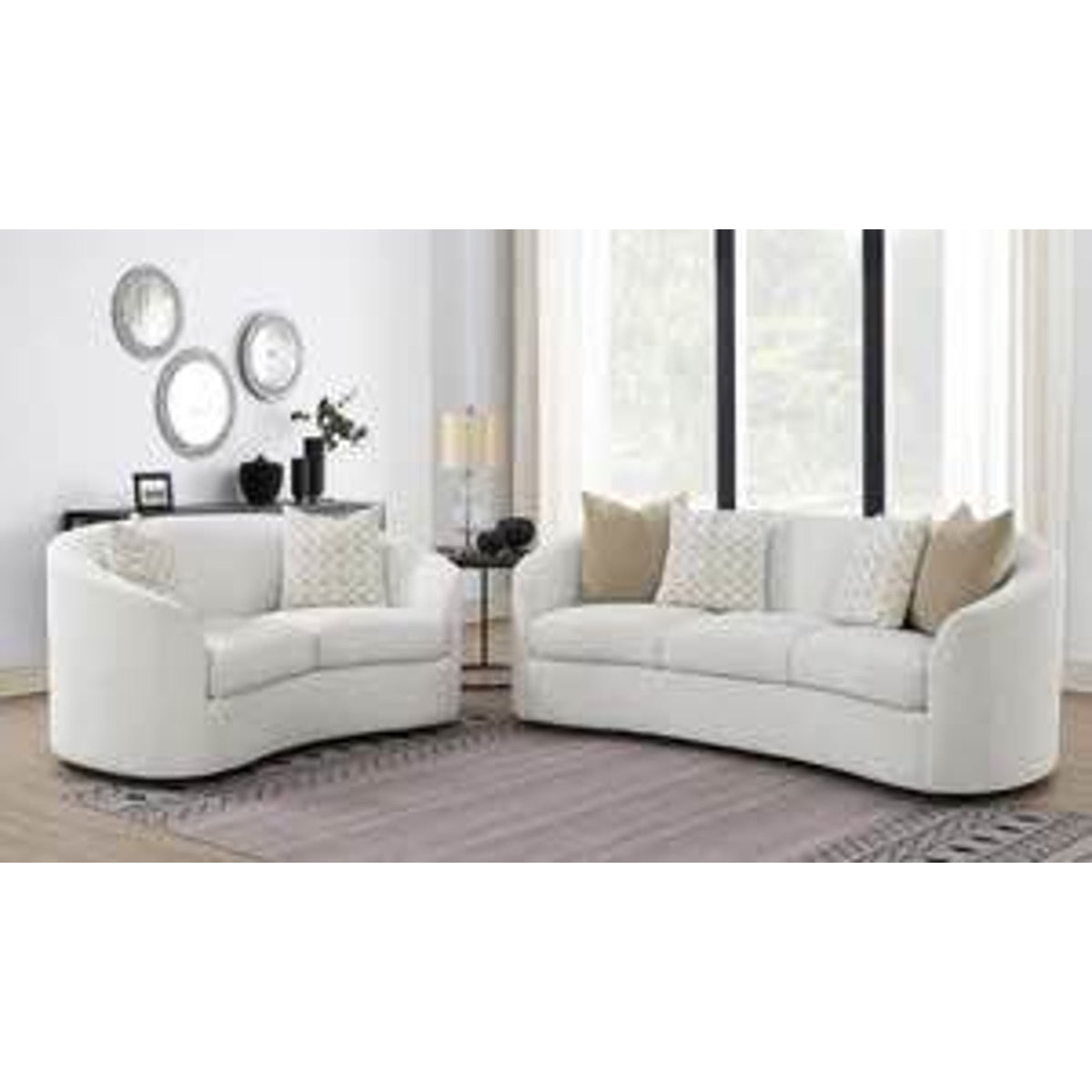 New Cream Bouclé Sofa & Loveseat Set – $3,659 Retail – Delivery Available