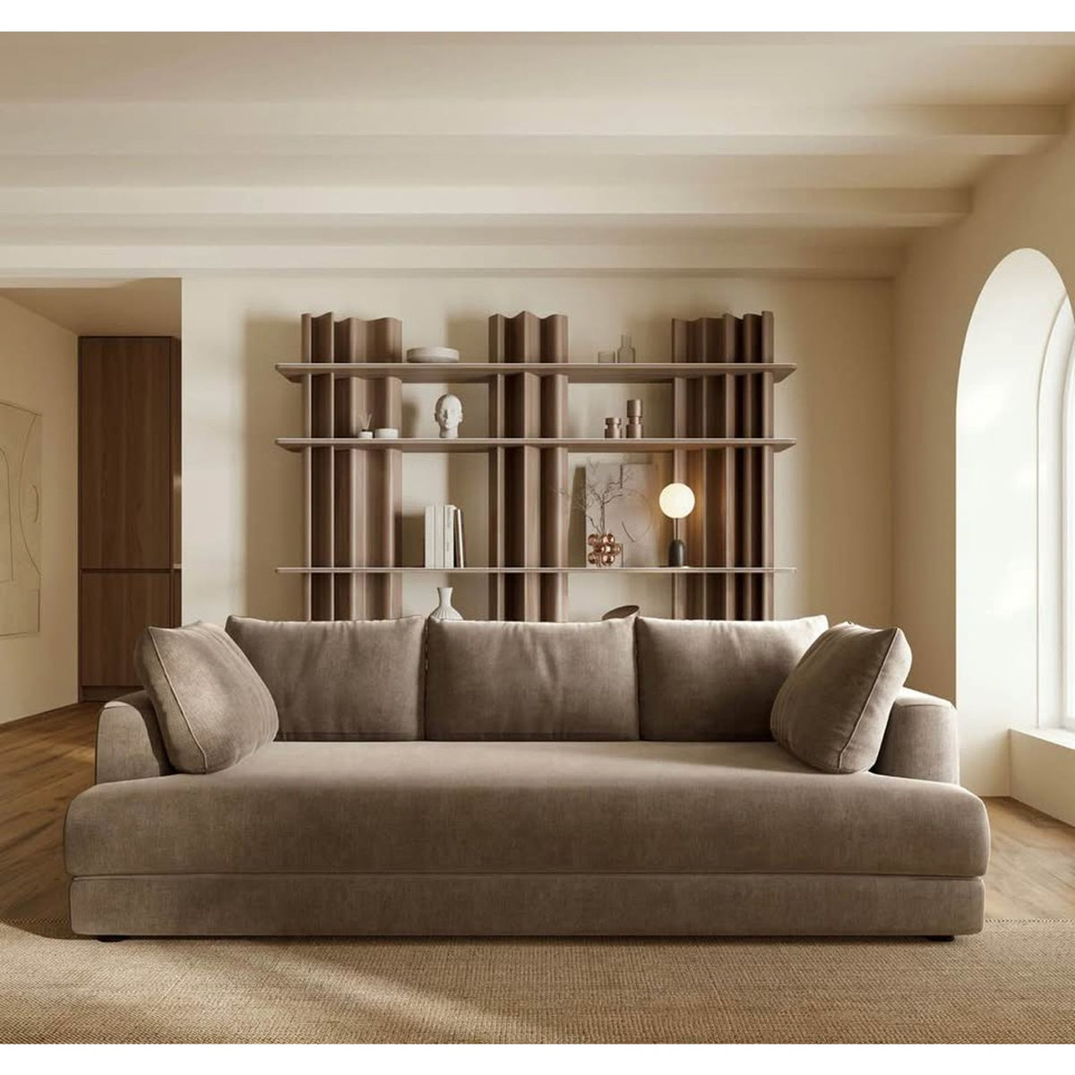 Beautiful New Poly & Bark 99” Sofa – $1,874 Retail – Taupe Fabric - Open Box – Delivery Available