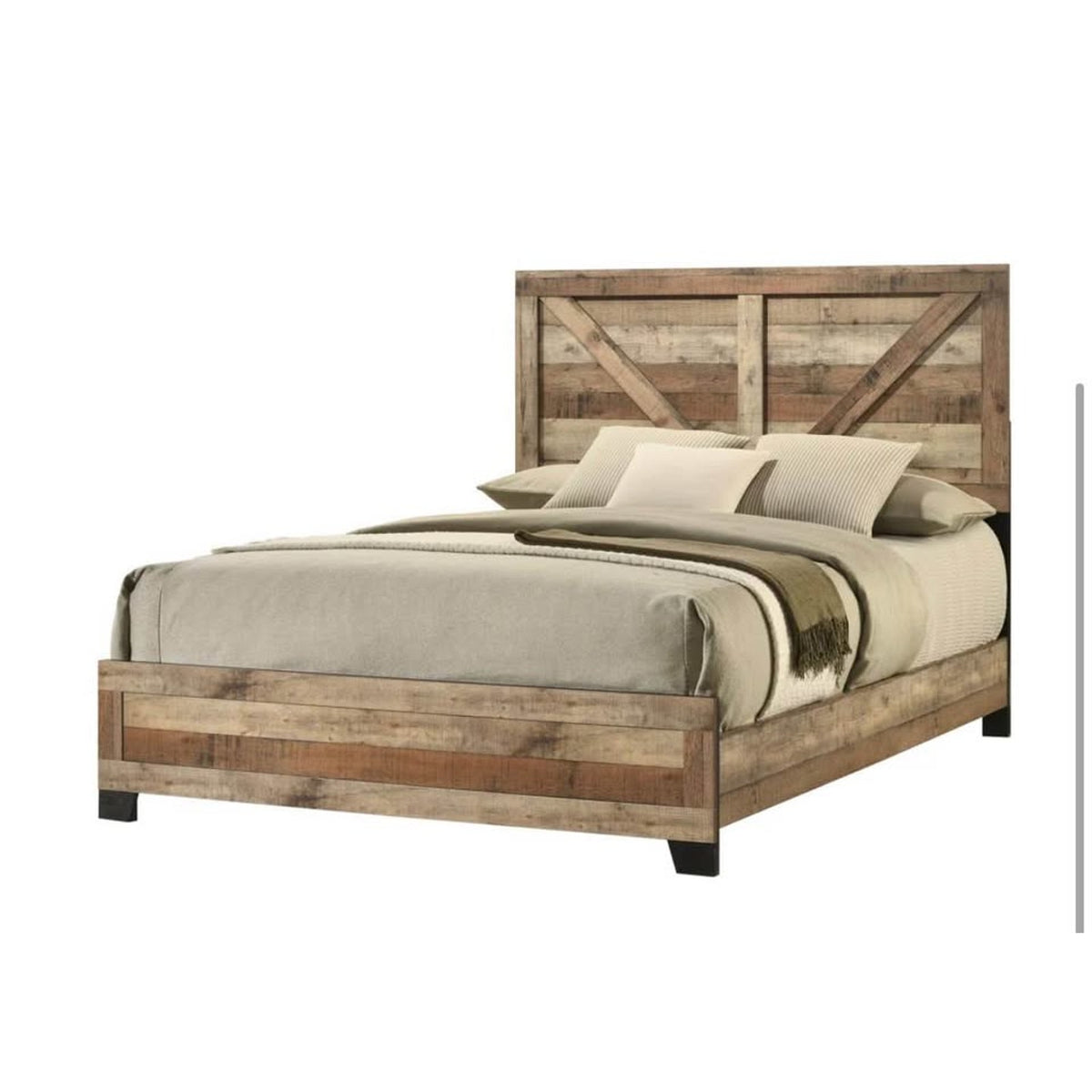 New King Farmhouse Wood Panel Bed – Antique Natural – Retail $485 – Delivery Available