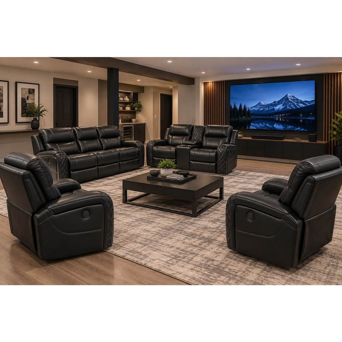 Black 4-Piece Power Reclining Living Room Set – $3,000+ Retail Value – Delivery Available
