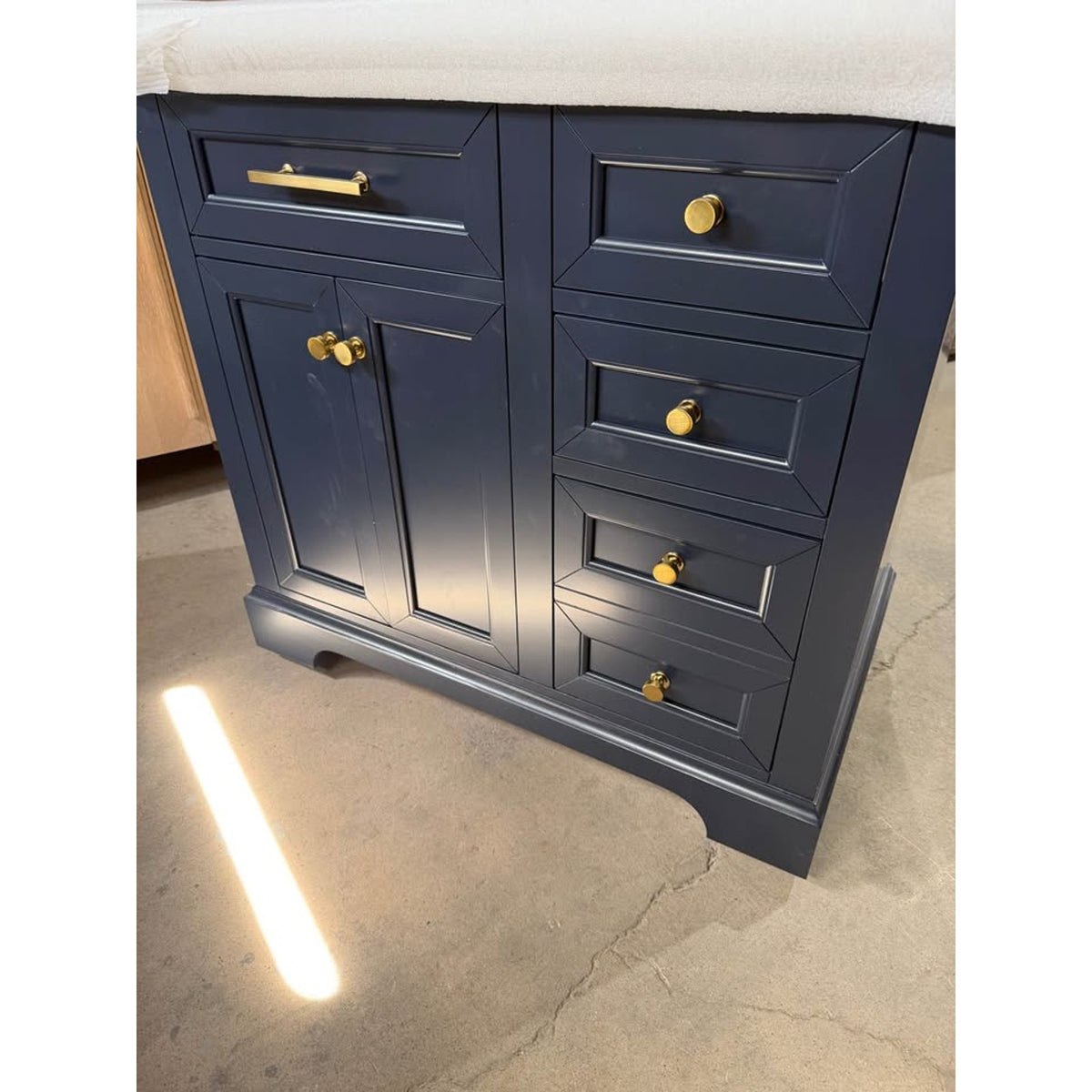 36” Navy Blue Bathroom Vanity with Marble-Look Sink Top – New Open Box - Delivery Available