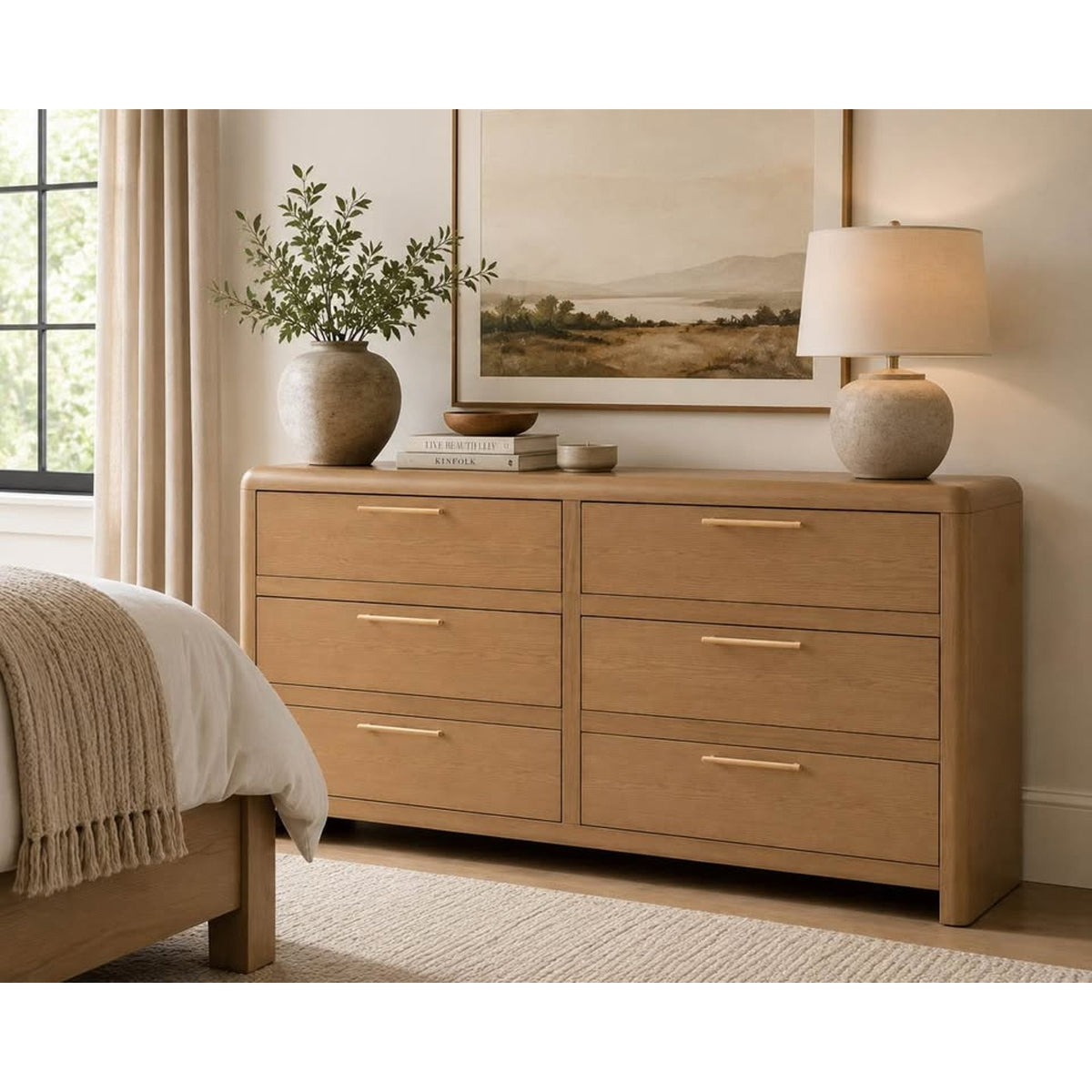 New Modern Light Oak 68” 6-Drawer Dresser - New Open Box - Delivery Available