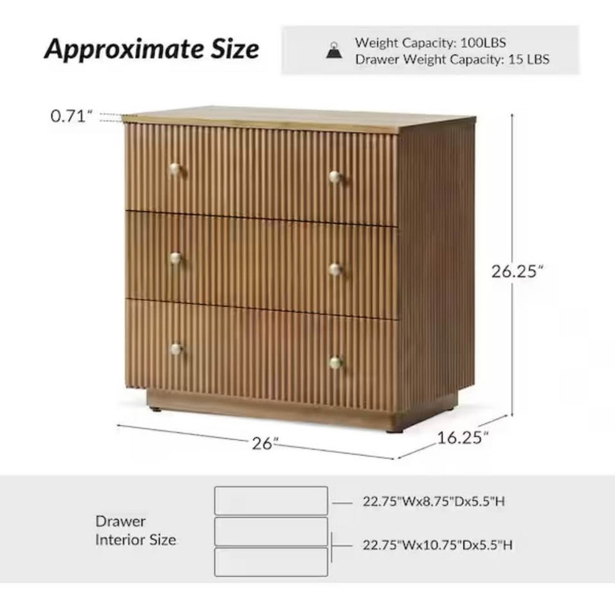 3-Drawer Nightstand - New open box - $469 Retail Solid Wood with Charging Station - Delivery