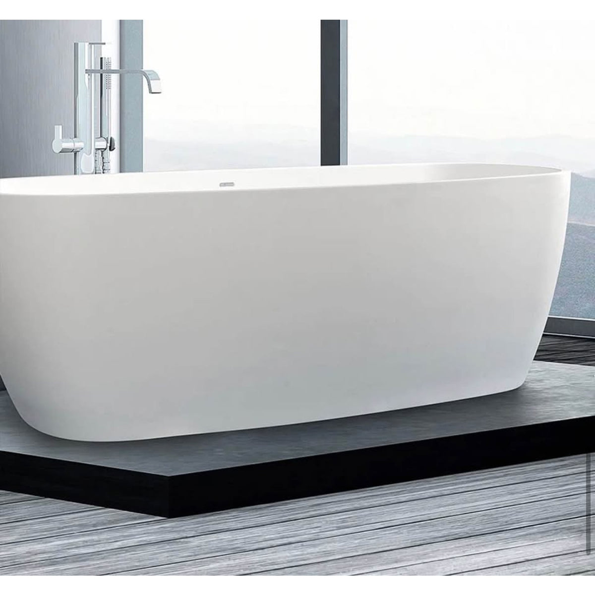 Clarke Lunar 60” Solid Surface Freestanding Soaking Tub – Retail $3,234 – Delivery Available