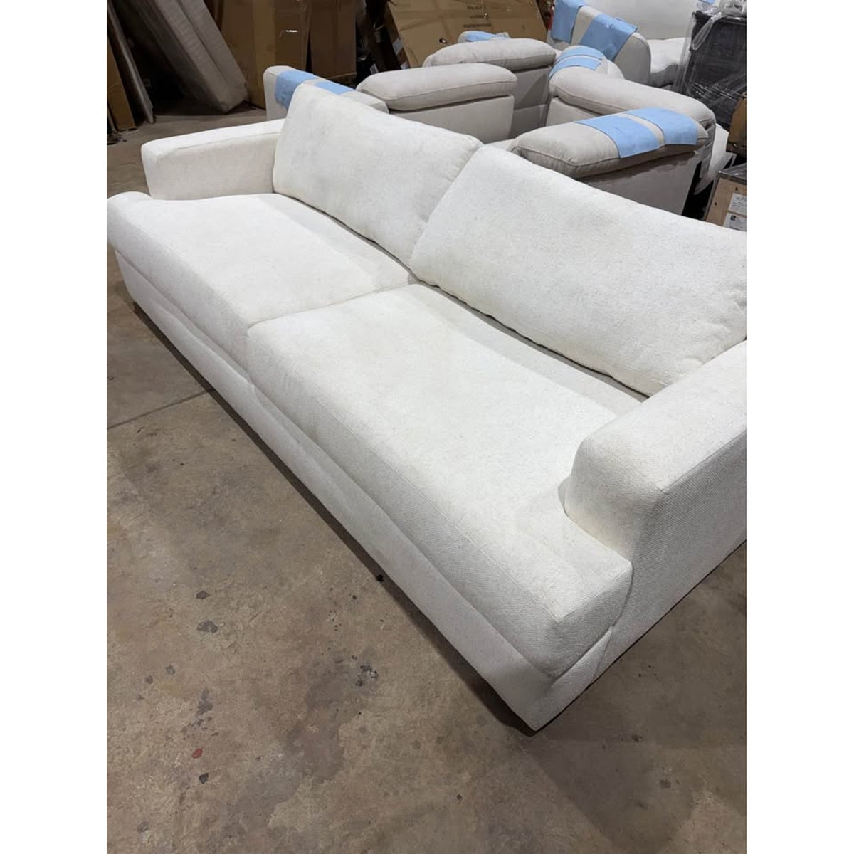 96” Oversized Ivory Down-Filled Sofa | New Open Box | Deep Seat Luxury Couch - Delivery Available