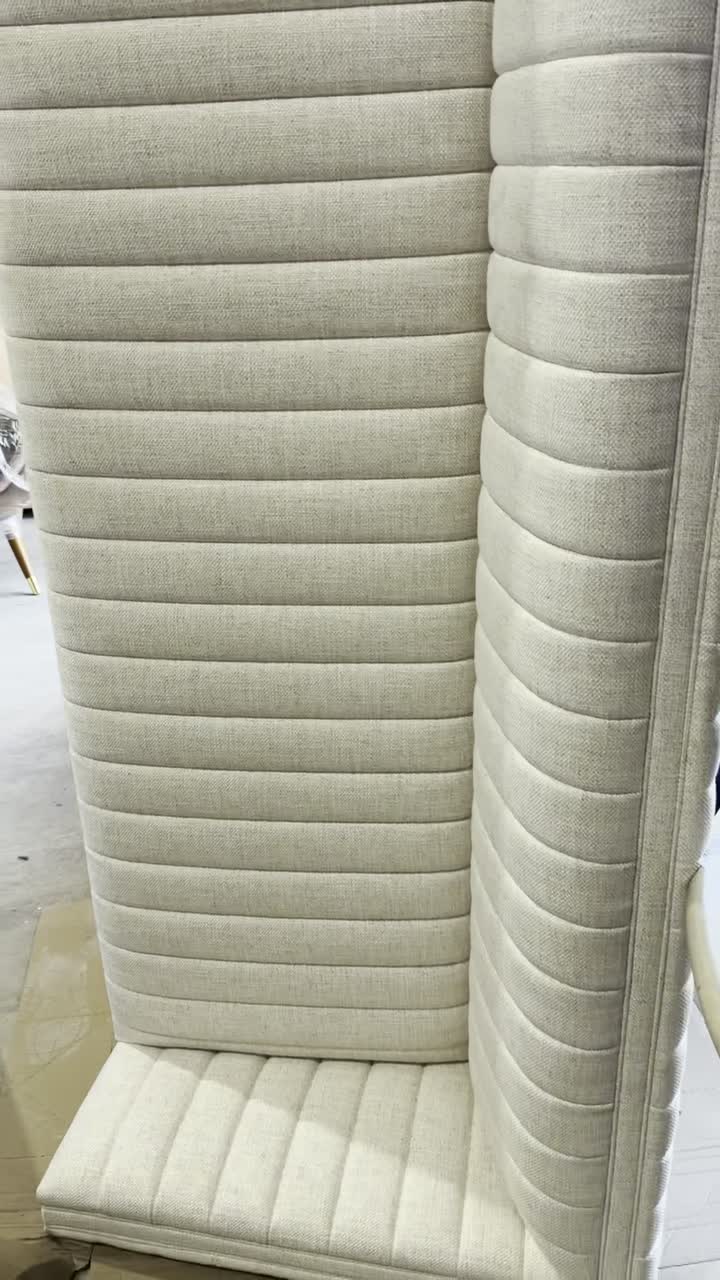 New Four Hands Augustine 97″ Sofa in Dover Crescent — Channel-Tufted Linen-Blend — Delivery Available