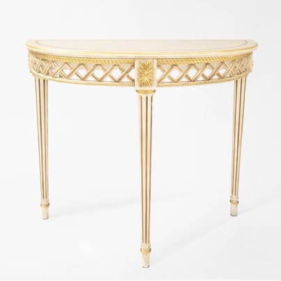 New Decorative Crafts Nadia Italian Console Table – Antique White – Retail $3,300 – Delivery Available
