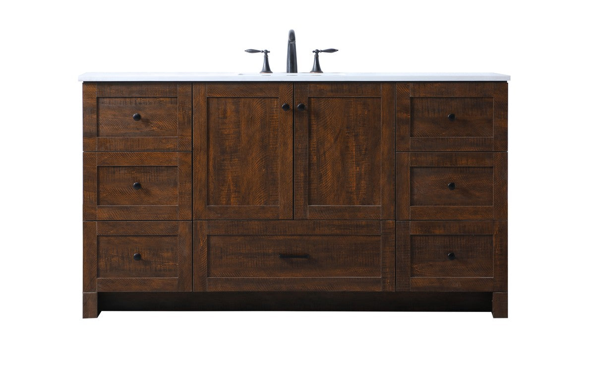 New Elegant Lighting Soma 60″ Single Bathroom Vanity in Expresso — White Engineered Marble Top — Delivery Available