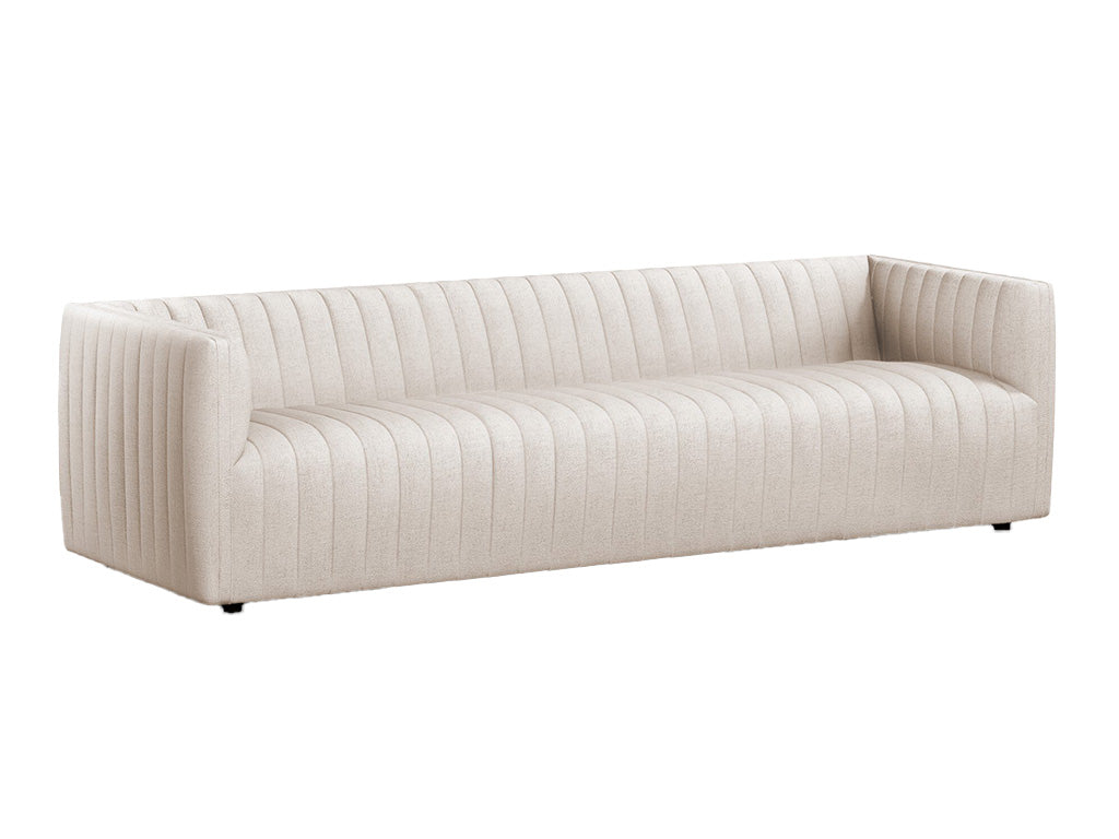 New Four Hands Augustine 97″ Sofa in Dover Crescent — Channel-Tufted Linen-Blend — Delivery Available