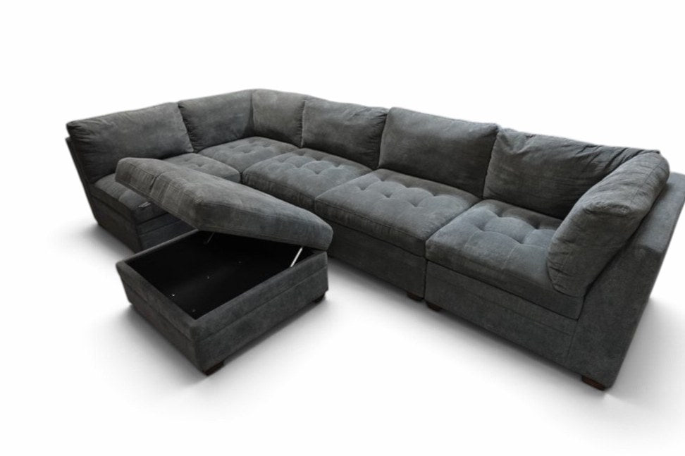 Used Thomasville Tisdale 6-Piece Modular Sectional – Dark Gray – Good Condition