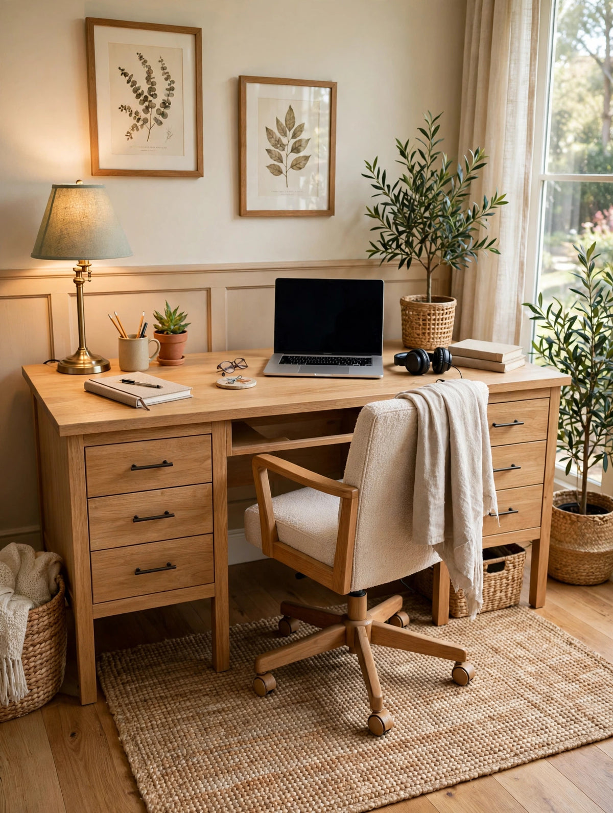 66″ 7-Drawer Computer Desk in Light Oak – Coaster Vontray, Open Box with Chipped Corner